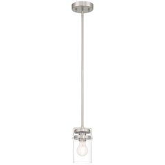 1 Light Pendant in Brushed Steel Color