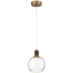 Burgundy LED Pendant in Antique Brushed Brass Color