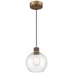 Burgundy LED Pendant in Antique Brushed Brass Color