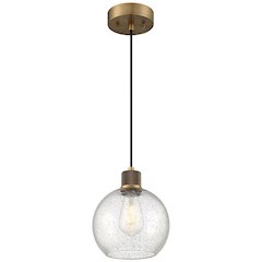 Burgundy LED Pendant in Antique Brushed Brass Color