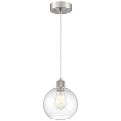 Burgundy LED Pendant in Brushed Steel Color