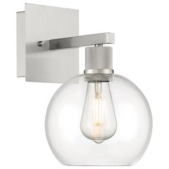 Burgundy LED Wall Sconce in Brushed Steel Color