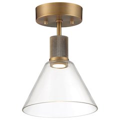 Martini LED Semi-Flush in Antique Brushed Brass Color