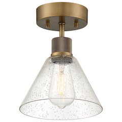 Martini LED Semi-Flush in Antique Brushed Brass Color