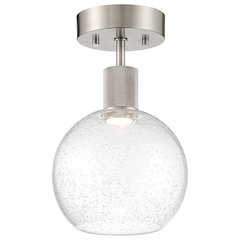 Burgundy LED Semi-Flush in Brushed Steel Color