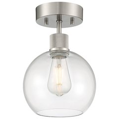 Burgundy LED Semi-Flush in Brushed Steel Color