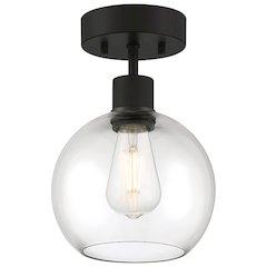 Burgundy LED Semi-Flush in Matte Black Color