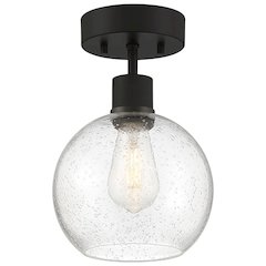 Burgundy LED Semi-Flush in Matte Black Color