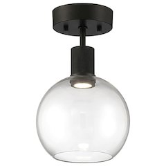 Burgundy LED Semi-Flush in Matte Black Color