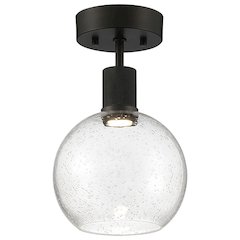 Burgundy LED Semi-Flush in Matte Black Color