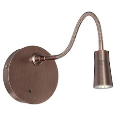 Gooseneck LED Wall Reading Light in Bronze Color
