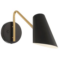 LED Reading Light in Black with Antique Brushed Brass Color