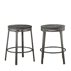 Black Metal Swivel Bar Stools Set of 2 for Counter Height Seating