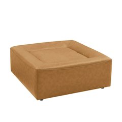 Ginger Yellow Ottoman Coffee Table with Large Tufted Leather Top