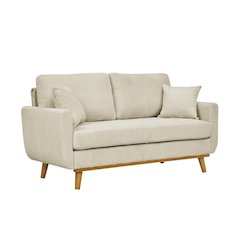 Beige Corduroy Loveseat with Wooden Frame – Modern Loveseat Sofa Couch