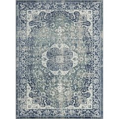 Antalya Durable Performance Area Rug Indoor in Blue/Ivory, 5' x 7'