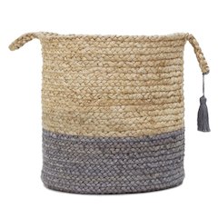 Baskets Jute Indoor Basket in Tan/Gray, 19" x 19" x 19"