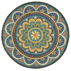 Dazzle Wool Area Rug Indoor in Blue/Multicolored, 6' Round