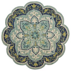 Dazzle Wool Area Rug Indoor in Blue/Green, 6' Round