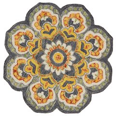 Dazzle Wool Area Rug Indoor in Gray/Yellow, 6' Round