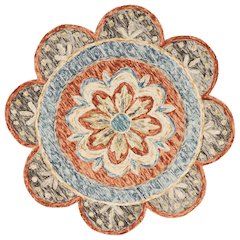 Dazzle Wool Area Rug Indoor in Orange/Multicolored, 6' Round