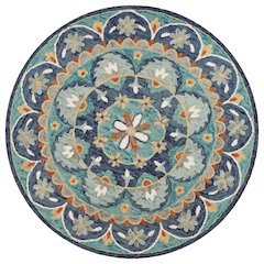 Dazzle Wool Area Rug Indoor in Blue/Multicolored, 6' Round