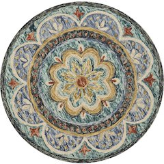 Dazzle Wool Area Rug Indoor in Blue/Multicolored, 6' Round