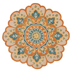 Dazzle Wool Area Rug Indoor in Orange/Blue, 6' Round