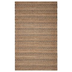 Natural Fiber Jute Blend Area Rug Indoor in Black/Tan, 9' x 12'