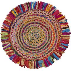 Boutique Jute Cotton Blend Area Rug Indoor in Red/Multicolored, 5'6" Round
