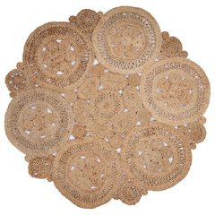Boutique Jute Jute Area Rug Indoor in Tan/Brown, 6' Round