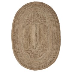 Boutique Jute Jute Area Rug Indoor in Tan/Gray, 7' x 9' Oval