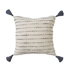 Dash Pillows Cotton Blend Poly Filled Pillow in White/Blue, 20" x 20"