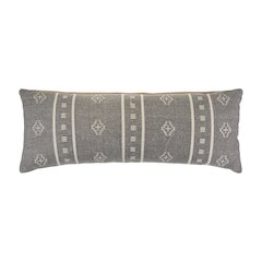 Embroidered Gray and Cream Throw Pillow