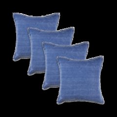 Vital  Cotton Pillow Set of 4 in Blue, 24" x 24"