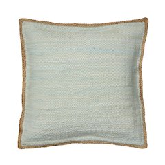 Solid Light Seafoam Jute Bordered Throw Pillow