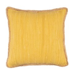 Evette Rios Riley Handwoven Cotton and Jute Bordered Throw Pillow, Yellow