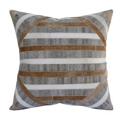 Textured Faux Leather Natural Throw Pillow