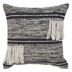 Black Fringe Metallic Throw Pillow