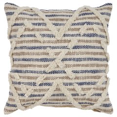 Blue Textured Stripe Throw Pillow