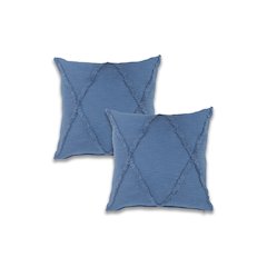 Reese Cotton Pillow Set of 2 in Blue, 18" x 18"