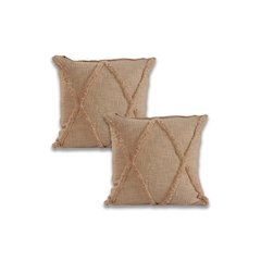 Reese Cotton Pillow Set of 2 in Tan, 18" x 18"