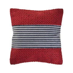 Red Nautical Striped Throw Pillow