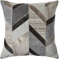 Multicolored Chevron Faux Leather Hide Throw Pillow