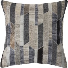 Multicolored Striped Faux Leather Hide Throw Pillow