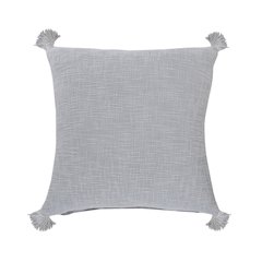 Unique Neutral Solid Cotton Throw Pillow with Tassels