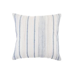 Blue Textured and Striped Throw Pillow
