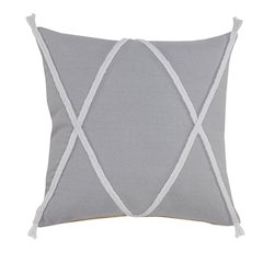 Coastal Geometric Braided and Tasseled Throw Pillow