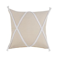 Coastal Geometric Braided and Tasseled Throw Pillow