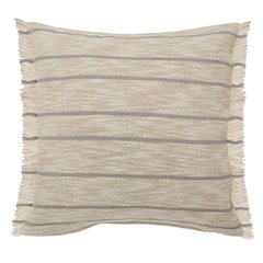 Coastal Cottage Minimalist Striped Throw Pillow with Fringe